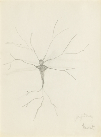 Ana Mendieta Lightning Burst, c. 1978 - 79 Graphite on paper 12 x 9 inches (30.5 x 22.9 cm) Framed: 20 x 16.5 x 1.5 inches (50.8 x 41.2 x 3.8 cm) GL8578