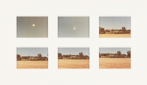 Ana Mendieta Weather Balloon, Feathered Balloon, 1974 Suite of six color photographs Each: 3.5 x 5 inches (8.9 x 12.7 cm) Framed: 17.2 x 25.4 x 1.25 inches (43.7 x 64.5 x 3.2 cm)  GL10449