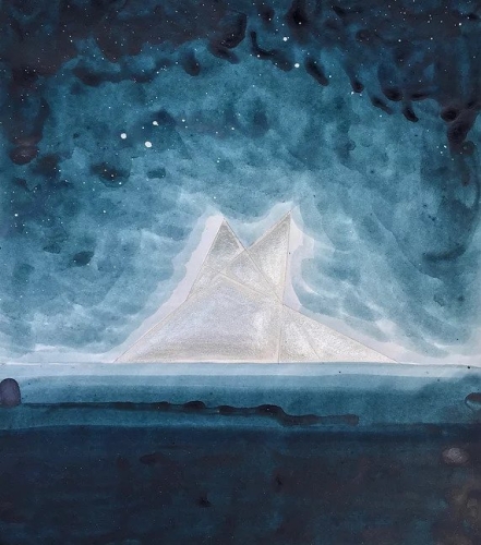 Angelo Filomeno,  Iceberg 1  (Series of 5)  watercolor on hand pressed arches paper,   30 x 24 in., 2021